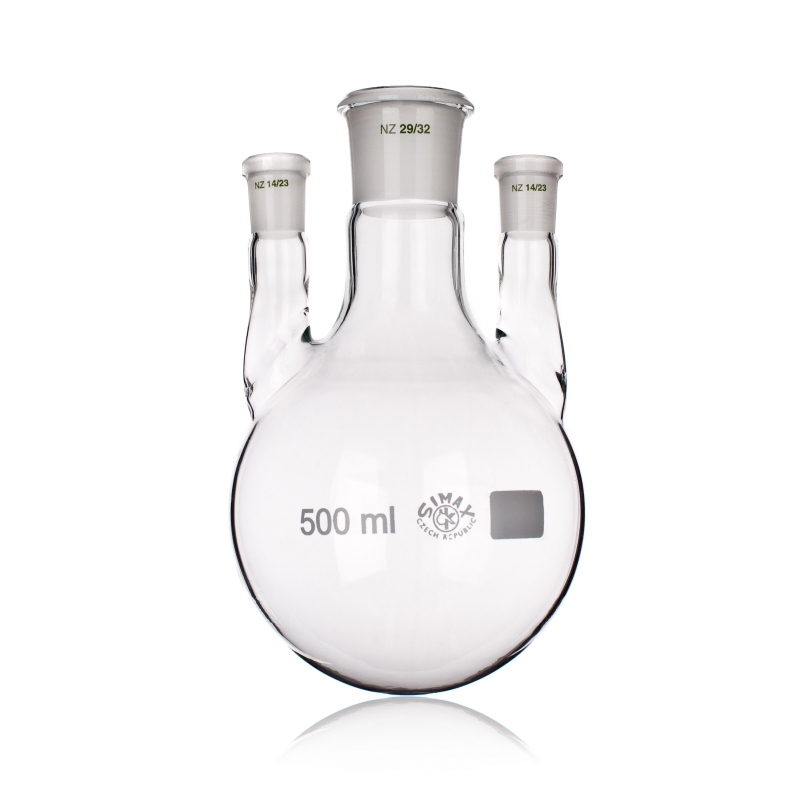 SIMAX Distilling Round Bottom Flask, Two Lateral Necks